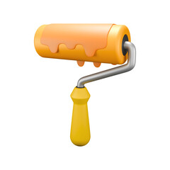 Isometric Orange Paint Roller Tool