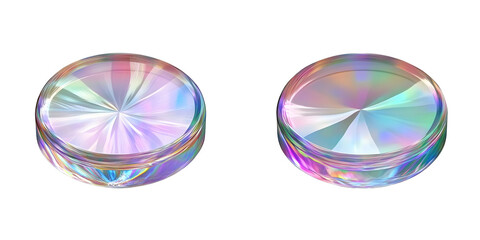 Abstract Iridescent Circle Reflections on Black Background Illustration