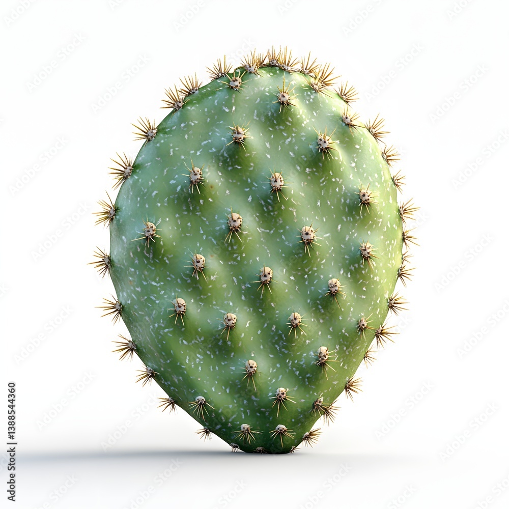 Aufkleber a detailed close-up shot of a single prickly pear cactus pad against a white background. fruit isola