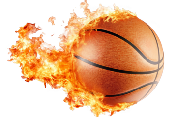 Dynamic Abstract Illustration Of A Burning Basketball With Fiery Orange Flames