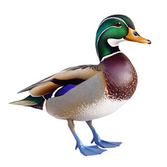 Obraz premium A colorful illustration of a mallard duck standing upright.
