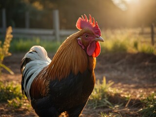 Rooster in Natural Farm Environment
