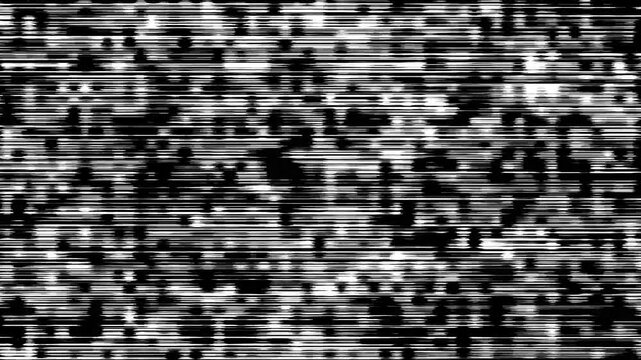 Old static tv effect.Horizontal black and white noise. TV Screen Test. Television Test Pattern Stripes. Retro Style Screensaver.
