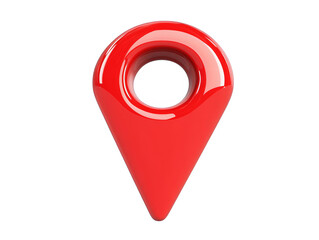 Glossy 3D Rendered Red Location Pin Isolated On Transparent Background