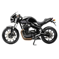 Black Motorcycle: Cafe Racer Style isolated on transparent background