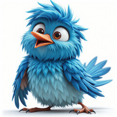 Fototapeta premium A 3D portrait of a blue bird with big eyes and a long beak.