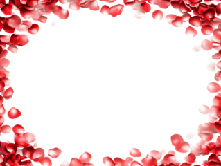 Elegant Red Rose Petals Frame Illustration On Isolated Transparent Background