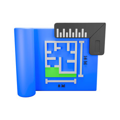 3D Rolled Blueprint Plan Icon