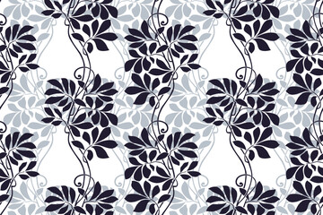 seamless floral pattern in damask style motifs suitable for wallpaper, curtain, cloth, textile, tile, blanket and fabric design isolated illustration vector archive EPS file.