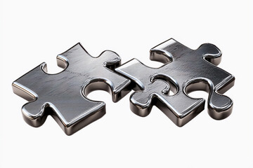 Fototapeta premium Metal puzzle pieces fitting together, symbolizing unity and problem-solving in a modern context
