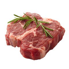 A raw cut of meat garnished with fresh rosemary, suitable for cooking.