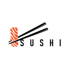 japanese chinese food design simple sushi logo with sushi and chopstick silhouette concept for food business, restaurant, bar sushi template illustration