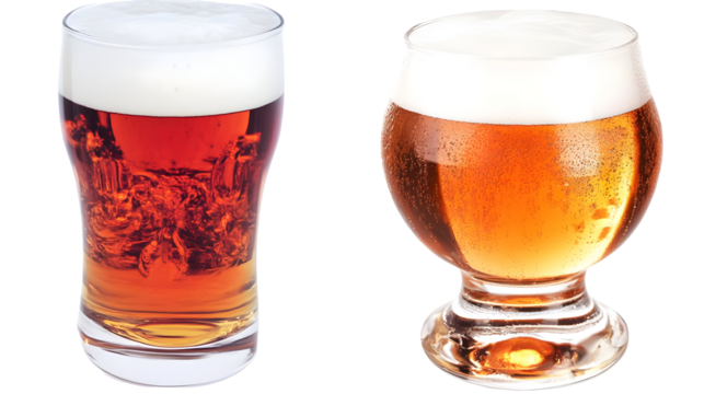 Illustration Of Two Beer Glasses Showing Cold Beverages With Bubbles Isolated Background