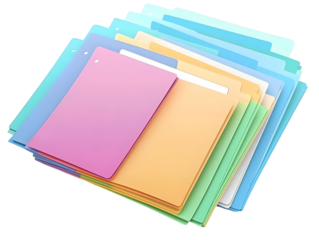 Illustration Of Colorful Folders Stacked On Black Transparent Background