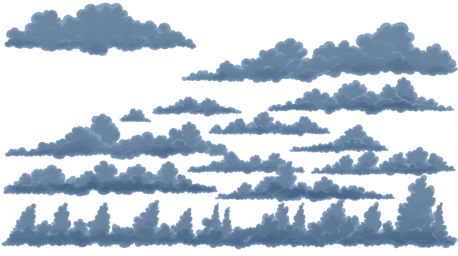Illustration Of Detailed Cloudy Clouds On Transparent Sky Background