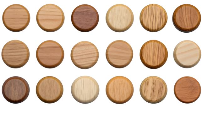 Illustration of Various Wooden Round Slices with Textured Grain Background