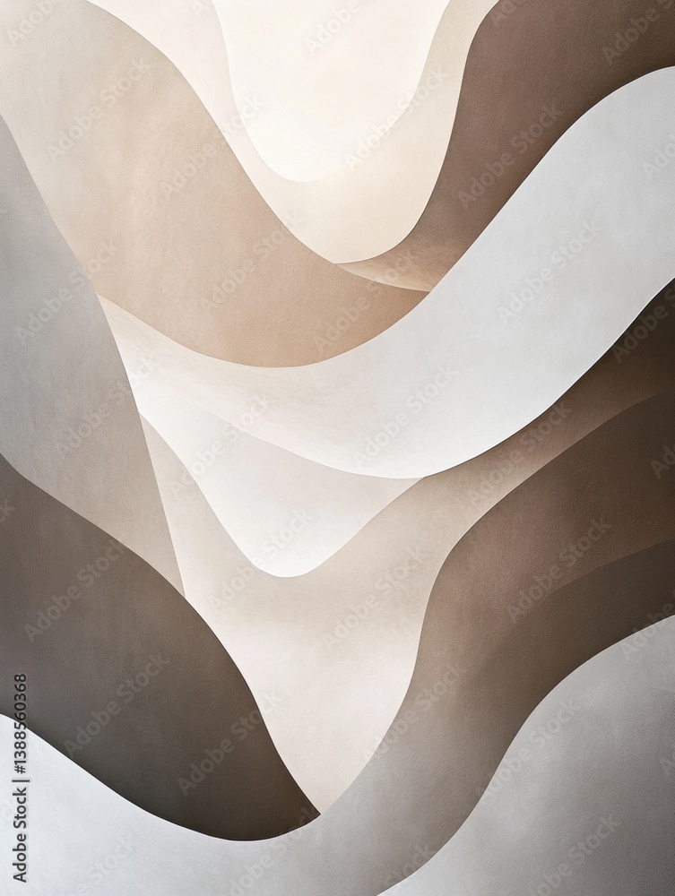 Poster Elegant abstract layered shadows in neutral tones create a sense of depth and tranquility in a minimalistic pattern