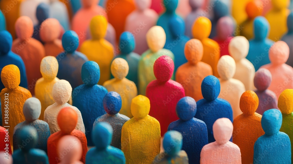 Poster colorful figures represent diverse customer insights and personalized marketing strategies on a digi