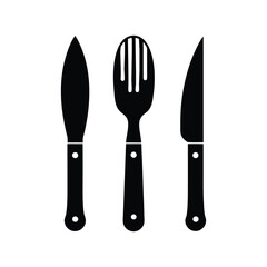 Dinner knife steak and butter knife silhouette vector illustration