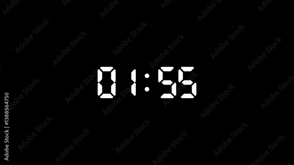 Wall mural digital countdown timer two minute animation from 120 to 0 seconds on transparent background ,120 se