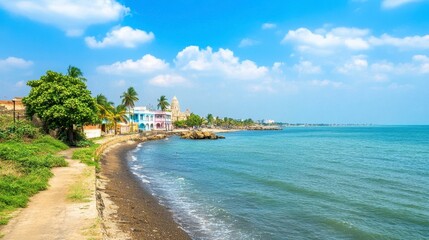 Obraz premium Scenic Coastal View with Sky