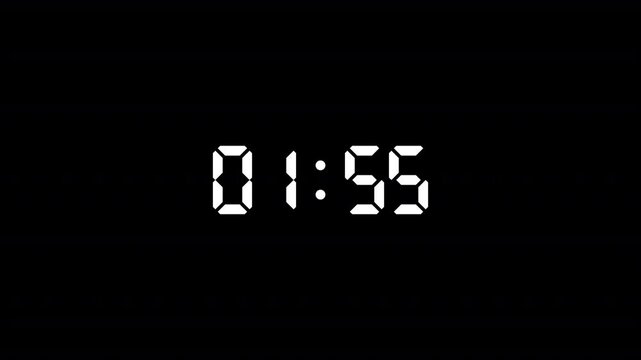 Digital Countdown timer two minute animation from 120 to 0 seconds on transparent background ,120 second countdown timer, Countdown video