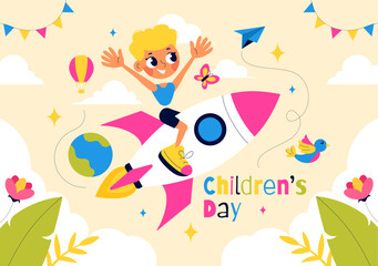 Happy Children's Day Vector Illustration featuring cheerful kids celebrating this important occasion to children's rights, joy, and happiness