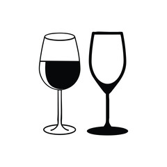  Wine glass silhouette vector illustration background