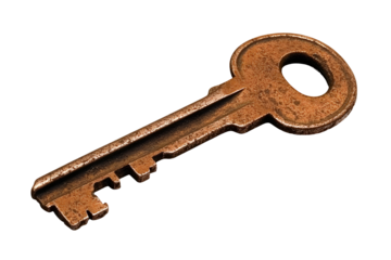 Isolated 3D Bronze Key With Golden Glitter On Black Background