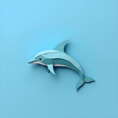 Stylized dolphin swimming in serene blue water   a creative paper art exploration, paper art of abstract concept.