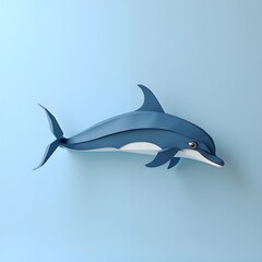 Fototapeta premium Stylized dolphin wall art in soft shades of blue a modern interpretation of marine life decor, 3d rendering of stylized illustration concept.
