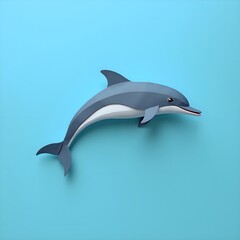 Fototapeta premium Playful dolphin in a vibrant ocean blue background, 3d rendering of character design concept.