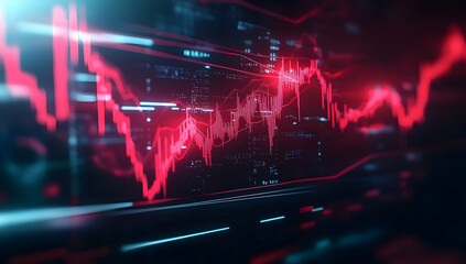 Fototapeta premium Dynamic financial chart displaying market trends with striking colors and modern graphics, showcasing data analysis and investment growth.