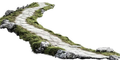 Isolated Background Photo Of Pathway Path And Stones With Green Grass Details