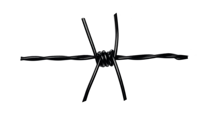 Isolated Barbed Wire Silhouette Against Black Background Illustration