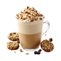 Oatmeal Cookie Latte Isolated on Transparent Background