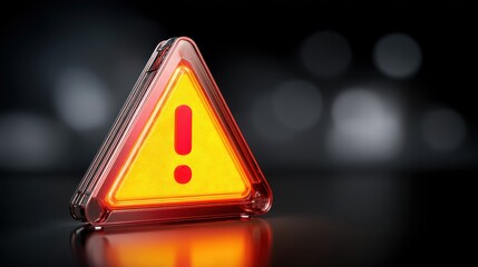 3D warning icon exclamation sign danger alert background of illustration caution symbol error button concept or security attention message and traffic triangle important notice on.