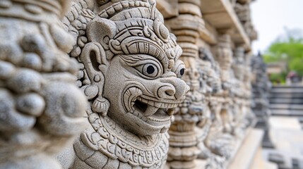 Stone Guardian Sculpture Closeup
