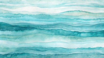 Serene Teal Watercolor Waves An Abstract Design of Layered Undulating Lines Featuring Gradual Color Transitions and Textured Effects