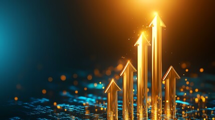 Golden arrows indicating upward growth and progress.