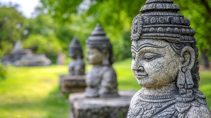 Serene Stone Buddha Sculptures