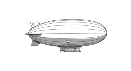 Obraz premium Illustration of a Vintage Airship or Zeppelin Floating in the Sky