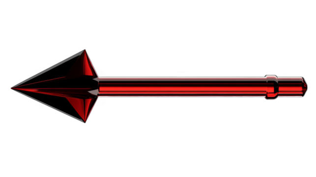 Red Metallic Arrow Isolated Against Black Background as a 3d Illustration