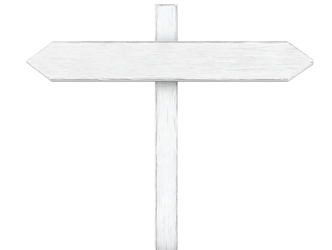 Isolated PNG Photo Of A Wooden Sign Board With Directional Arrows In White
