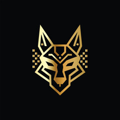 Technology Monogram design template Business sign identity label wolf head logo design, wolf face vector icon. Fox head Vector illustration.
