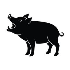 Obraz premium boar animal black silhouette vector art illustration