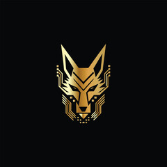Obraz premium Technology Monogram design template Business sign identity label wolf head logo design, wolf face vector icon. Fox head Vector illustration.