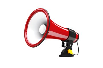 Isolated Realistic Red Megaphone Against Transparent Background