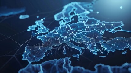 Digital mapping of the European Union network for data and business exchange in Western Europe