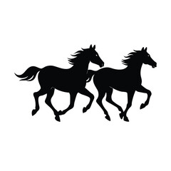 Fototapeta premium Horse black silhouette vector art illustration 